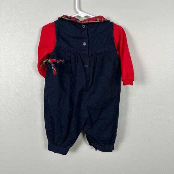 Fine & Dandy Boys 12 Months Smocked Overalls Romper Christmas Long Sleeve - Picture 4 of 4